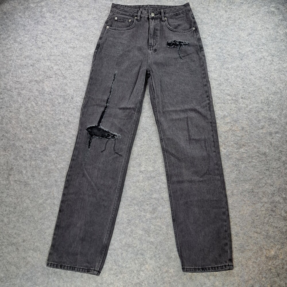 KSUBI Jeans Women Size 29 Black Playback Navana Ripped Straight Leg Cotton Denim